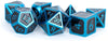 Metal Dice Metallic Dice Games Poly Set Blue w/Black Enamel (7)