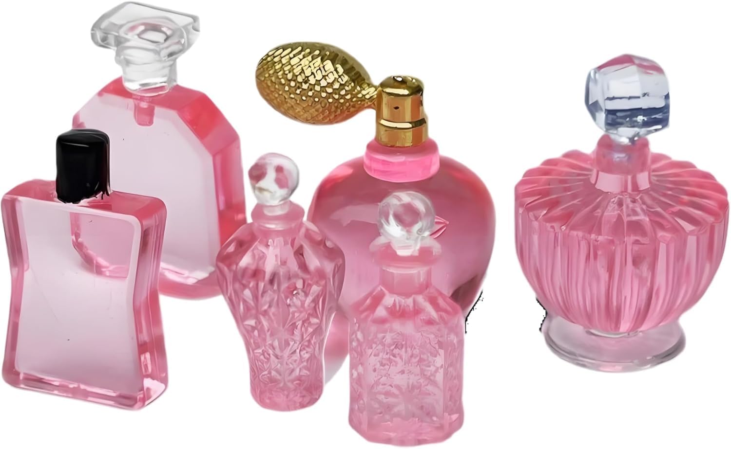 6Pcs Miniature Cosmetic Set - 1:12 Scale Realistic Perfume Bottles for Dollhouse Bathroom, Vanity, Beauty & Spa Theme, DIY Micro Scene, Collector