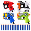 4 Pack Mini Foam Dart Blaster - Individually Wrapped Party Favor Set for Kids, Pull Back Single Shot Toy Guns with 16 Soft Foam Darts - 50 Ft Range