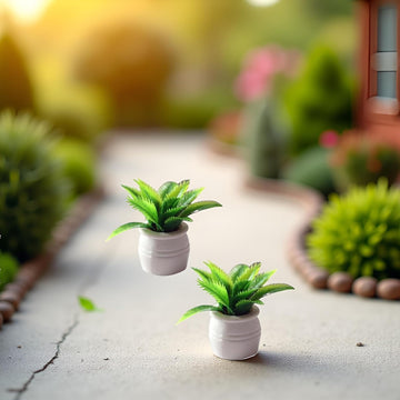 2 Pcs Dollhouse Decoration Plant Pots Miniature Green Potted Bonsai Model Dollhouse Accessories Decor,1:12 Scale Doll House Miniature Plant Model, DIY