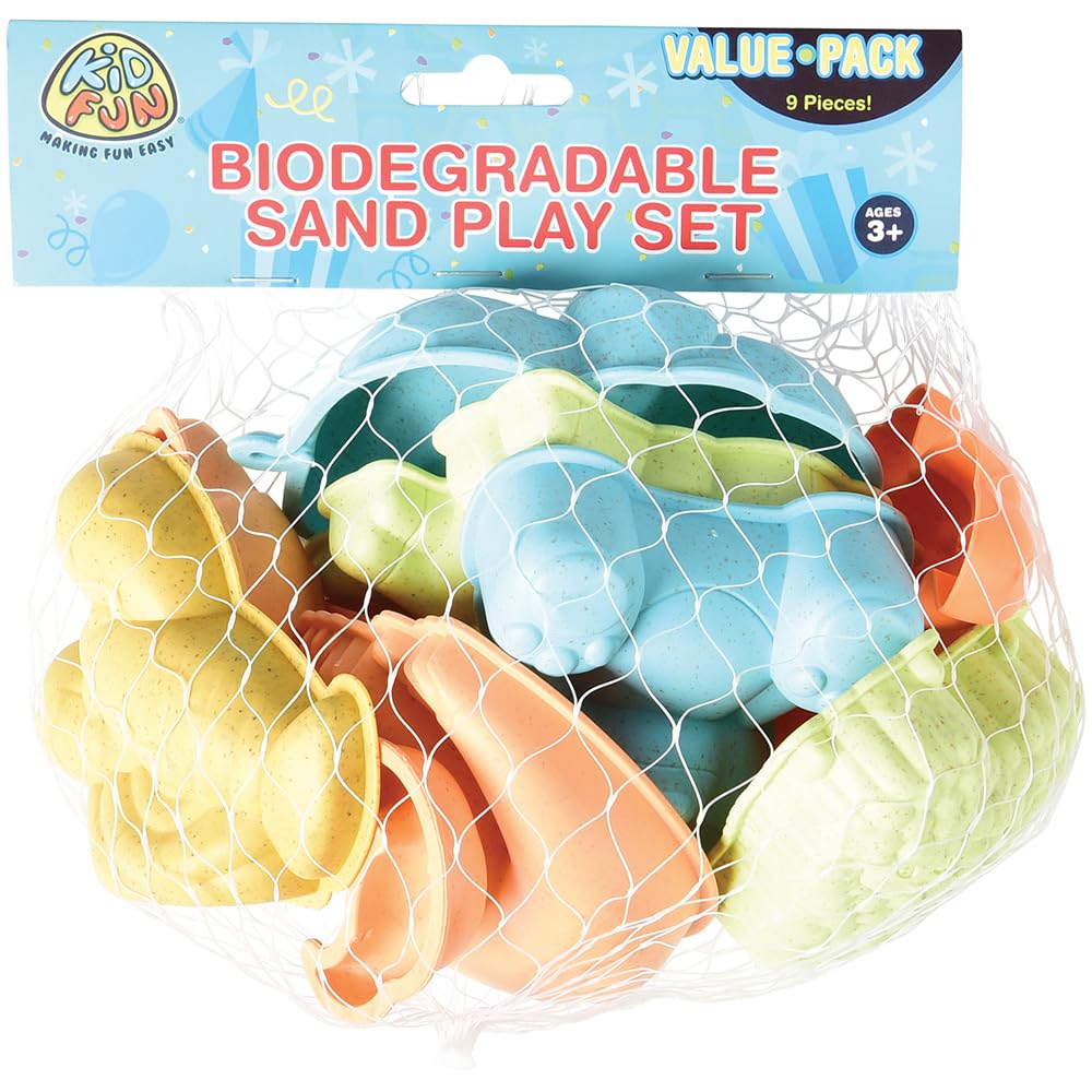 US Toy 9-Piece Eco-Friendly Sand Play Set - Beach Toys for Kids Sandcastle Building Outdoor Sandbox Play Travel Summer Activity Kit