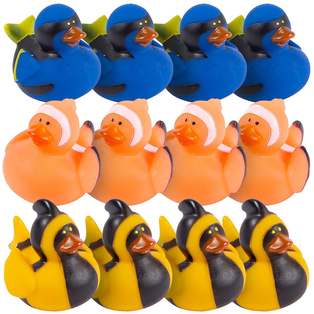 Fun Express Fish Rubber Duckies Under The Sea and Ocean Party Favors and Supplies - Multicolored (Set of 12)
