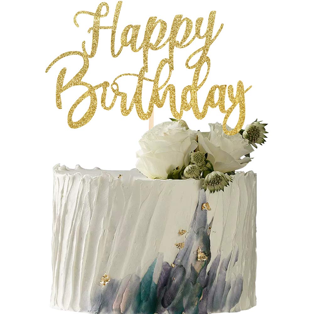 YUINYO Handmade Glitter happy birthday Cake Topper