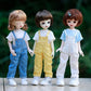XiDonDon Blyth BJD Clothes 30cm 1/6 BJD SD YOSD Doll Clothes Fashion Denim Overalls Pants and Short Sleeve T-Shirt Set Doll Accessories (Blue)