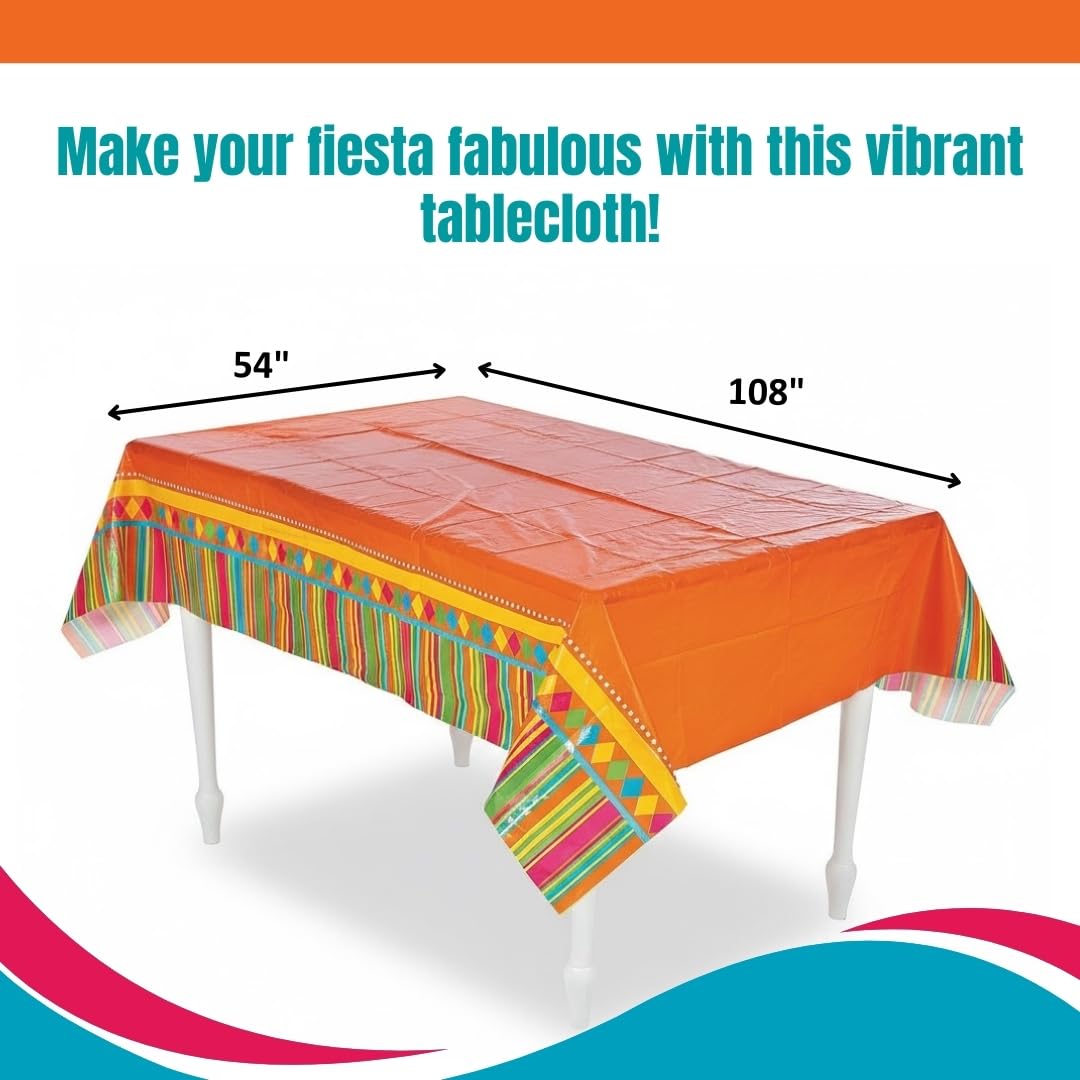 Fun Express Fiesta Party Plastic Tablecloth - Party Supplies - 1 Piece