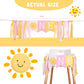 WAHAWU Sunshine Highchair Banner - Girl Birthday Banner, One in the Sun 1st Birthday, Photo Decoration Props