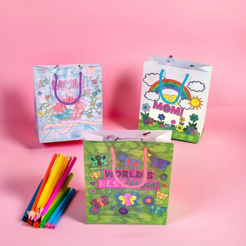 Color Your Own Mom Paper Gift Bags - Crafts for Kids and Fun Home Activities
