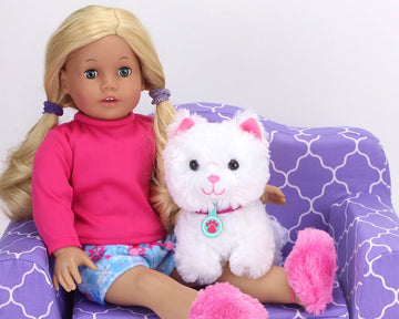Sophia's 18" Doll 10 pc. White Plush Kitten, Carrier, and Accessories