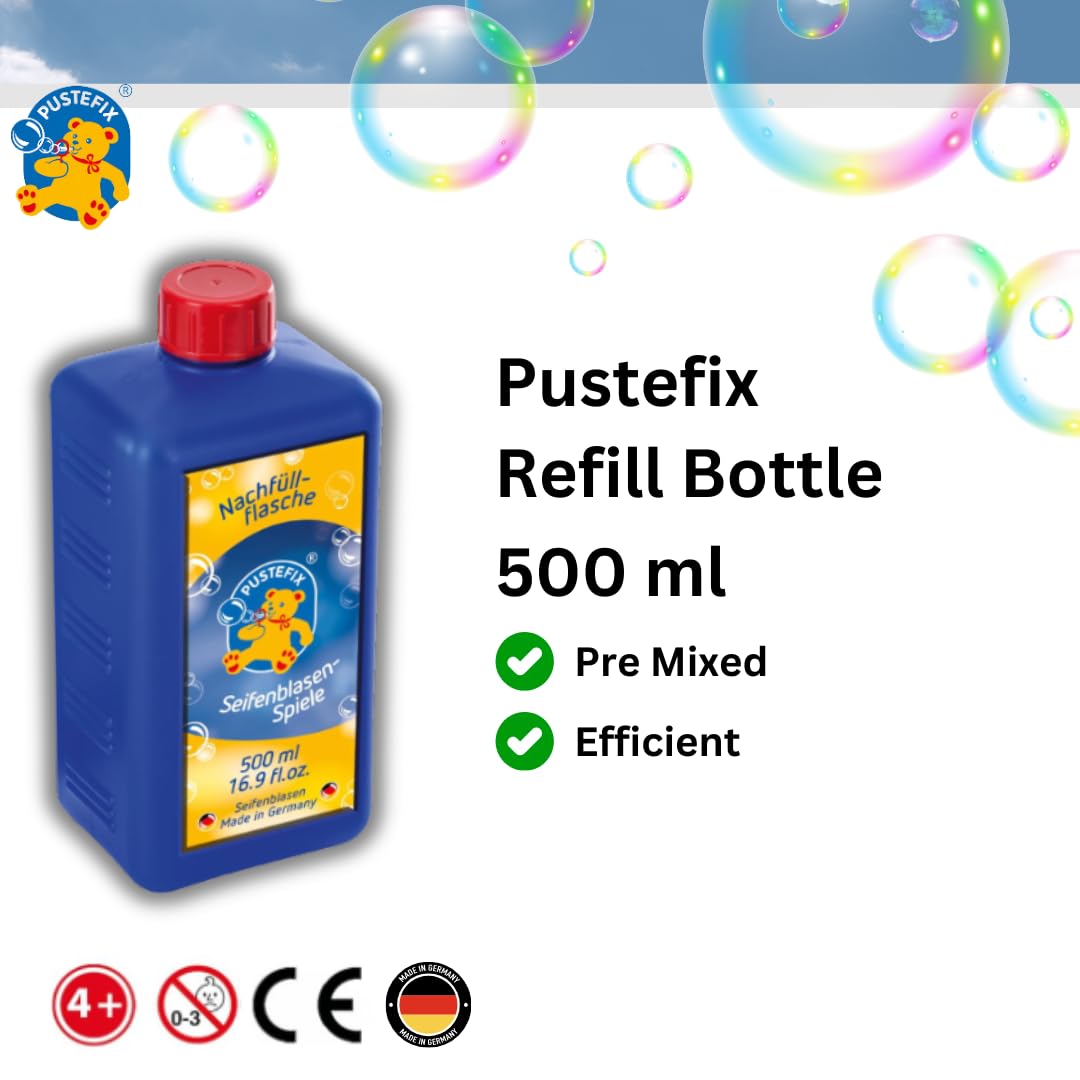 PUSTEFIX 16.9 oz Refill Bottle of Pustefix Liquid Bubble Blowing Soap Solution, Model: 505415