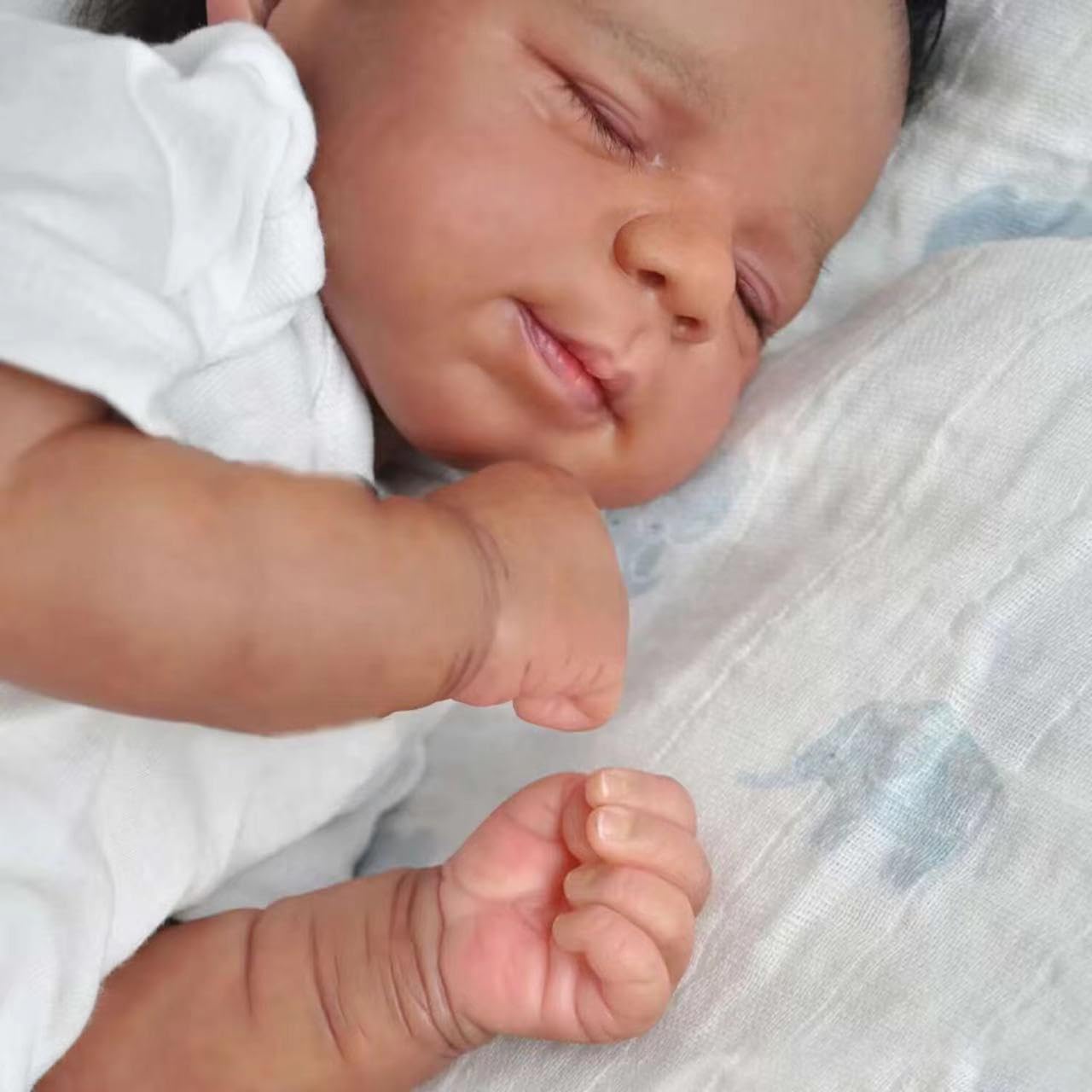 Realistic Reborn Baby Dolls Black Girl 20inch Lifelike Handmade African American Weighted Real Silicone Tan Skin Sleeping Baby Dolls Closed Eyes Best