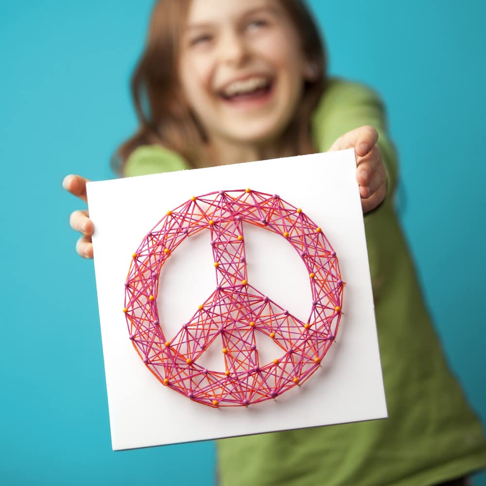 Craft-tastic - String Art - Craft Kit Makes 3 Large Canvases - Peace Sign Edition, Model Number: CTE40
