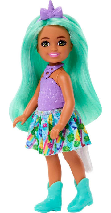 Barbie Unicorn-Inspired Chelsea Doll with Green Hair, Unicorn Toys, Horn Headband and Detachable Tail