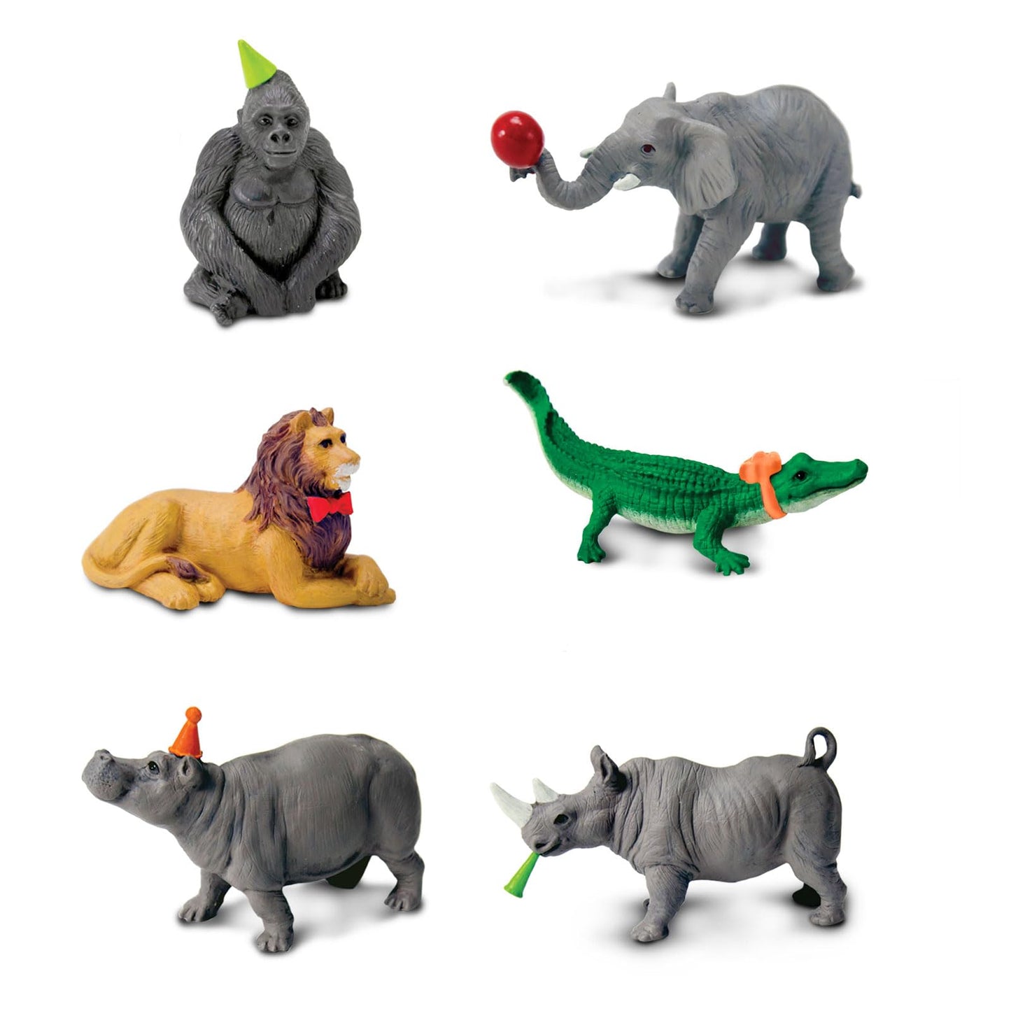 Safari Ltd. Set of 6 Party Animal Toy Figures | TOOB Collection | Non-Toxic and BPA Free | Toy Animals | Suitable for Ages 3 and Up