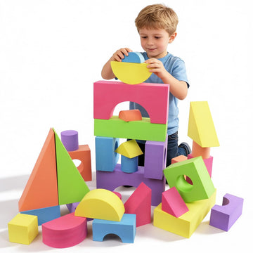 Bingyouth Large Building Foam Blocks for Toddlers, EVA Stacking Foam Building Blocks Toy Set, Non-Toxic, Washable, Early Learning Construction Toys