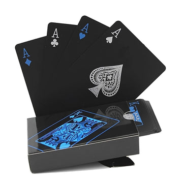 zeamas 1pc Waterproof Plastic Poker Playing Cards PET Table Games Halloween/Thanksgiving Day (Blue x Silver)
