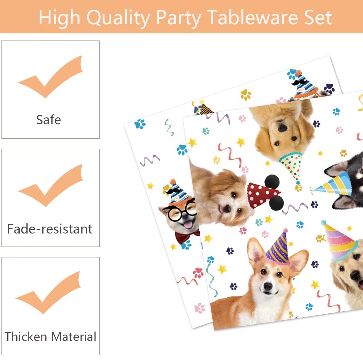 40PCS Dog Birthday Party Supplies Puppy Party Decorations Dog Party Plates and Napkins Disposable Party Tableware Set for Doggy Kids Dog Party