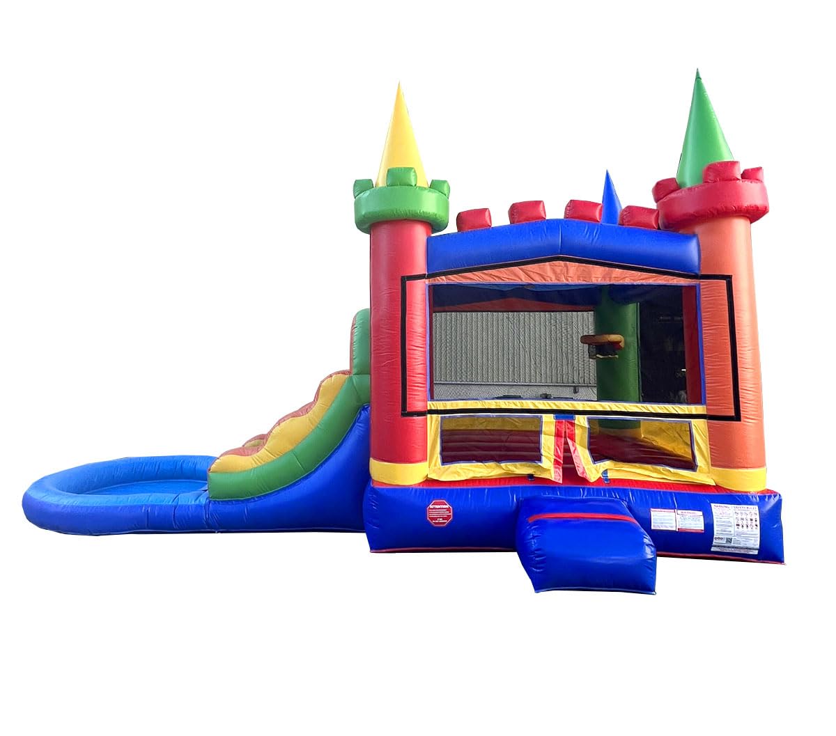 Pogo Bounce House Inflatable Jump Castle Dual Lane Water Slide, Rainbow