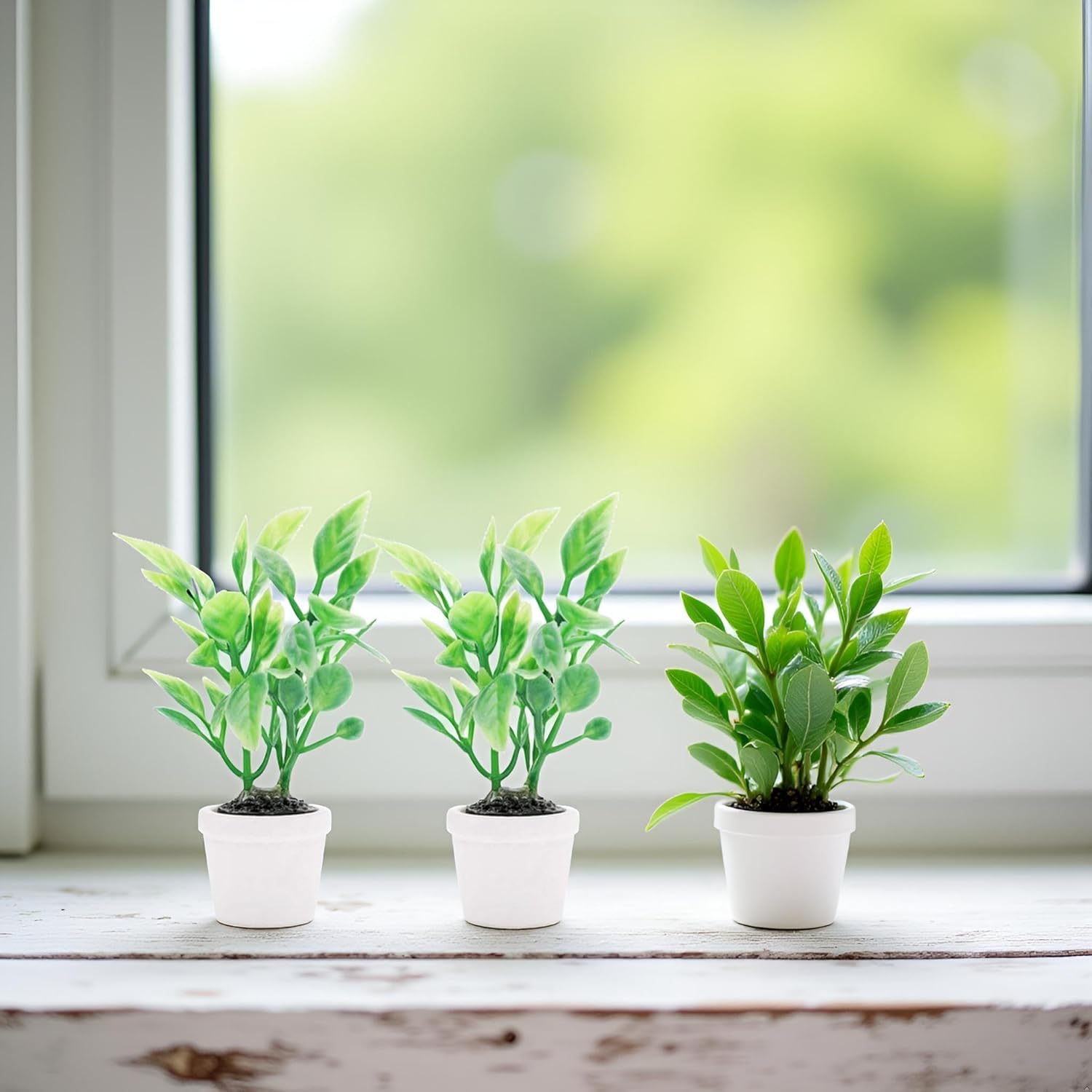 2Pcs Green Miniature Plants Dollhouse Decoration Accessories, Mini Potted Plant Artificial Tiny Greenery Ornament Miniature Hanging Potted Plant Faux