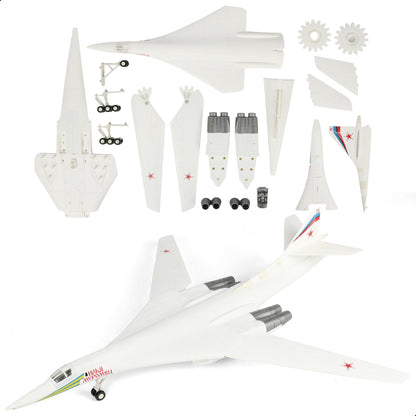 SEBUNAS 1:100 Scale TU-160 Boomber Quick Assembly Model Kit, Plastic TU-160 Fun Toy Airplane Assembly Model with Stand Kids Gift Suitable
