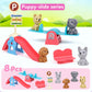 45Pcs Pet Pretend Play Toy Dollhouse Playset Accessories,Cat Puppy Dog Hamster Realistic Animals Tiny Mini Figures Furniture,Vet Care Center Preschool