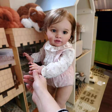 26 Inch Pippa Reborn Doll Princess Toddler Real Born Baby Doll Girl with Brown Curly Hair and Feeding Accessories Anatomically Correct Lifelike