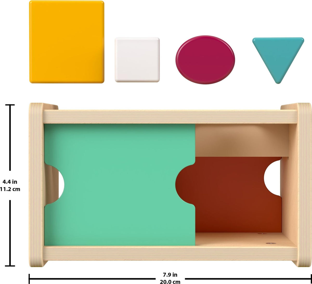 Fisher-Price Wood Montessori Toy Object Permanence Box Sort & Find, American Montessori Society Seal of Excellence, Wooden Shape-Sorter Learning