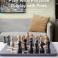 Radicaln Marble Chess Set 12'' Inches Black and Coral Handmade Luxury Board Games for Adults, Ideal Marble Chess Board Game Set & Chess Pieces