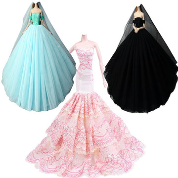 3Pcs Handmade Clothes Vintage Dress for 29cm Doll Wedding Noble Party Dresses Gown Outfit Costume Suit for 11.5 inch Dolls