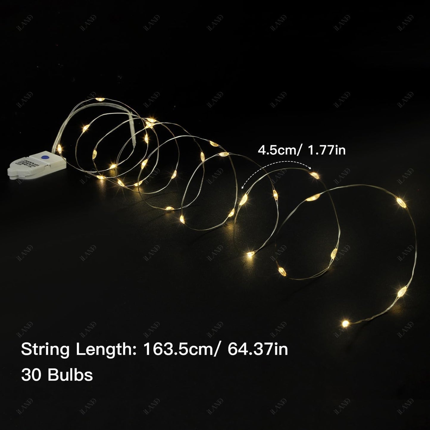 iLAND Dollhouse Accessories of Dollhouse Lights Battery Operated Light Strings 2pcs, 5ft 30 Bulbs Lighting Kit Fit Miniature House Christmas