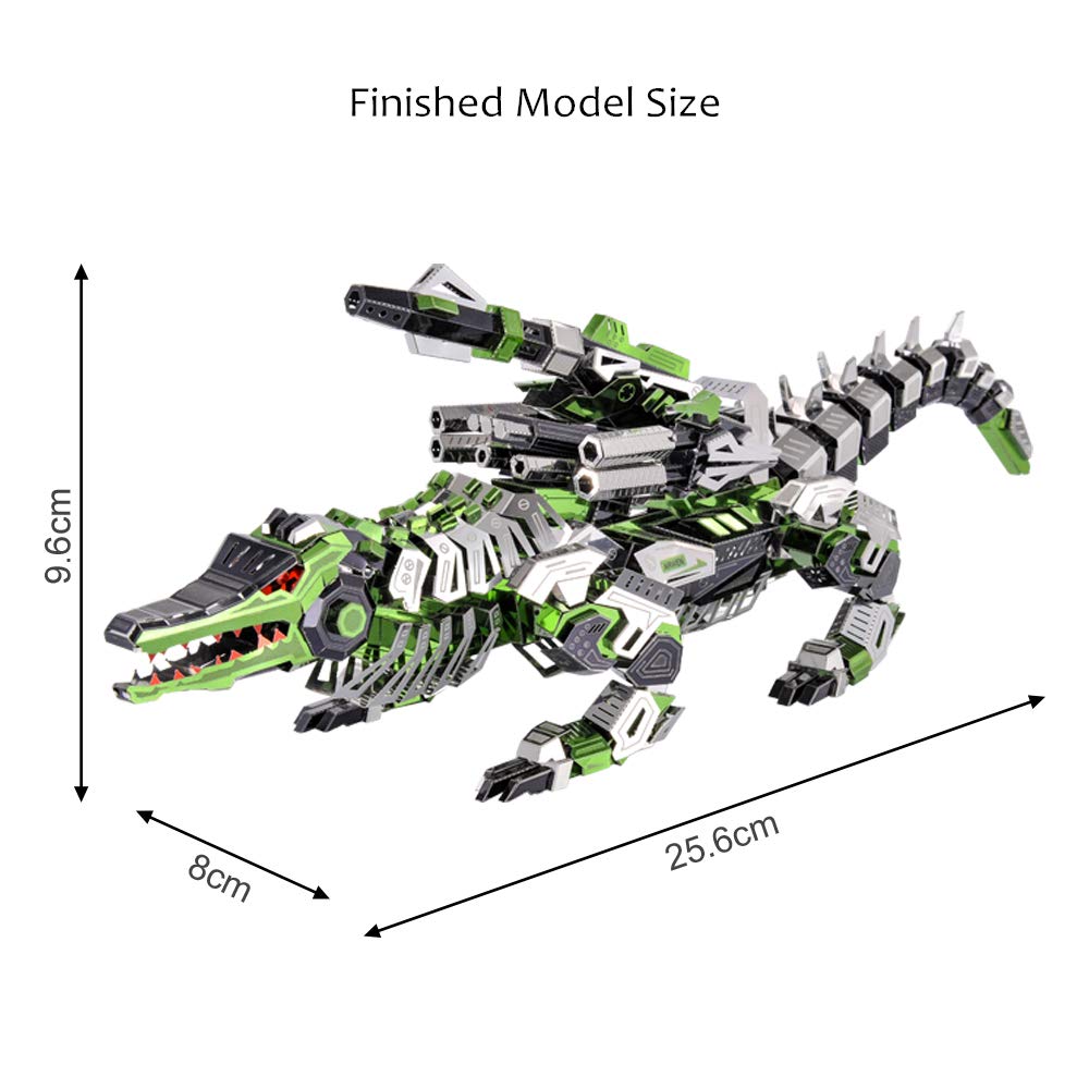 Microworld 3D Metal Puzzle,The Marsh Gavial Mechanical Crocodile Animal Model Building Kit, DIY Brain Teaser Challenge Metal Kits Art Craft Gifts Toy