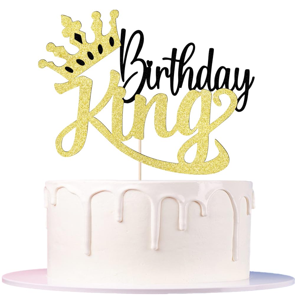 Auteby Glitter King Birthday Cake Topper,Boy Prince 1st 2nd 3rd 10th 13th 18th 21st 30th 40th 50th Birthday Cake Topper/Gender Reveal Party