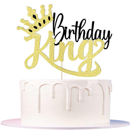Auteby Glitter King Birthday Cake Topper,Boy Prince 1st 2nd 3rd 10th 13th 18th 21st 30th 40th 50th Birthday Cake Topper/Gender Reveal Party