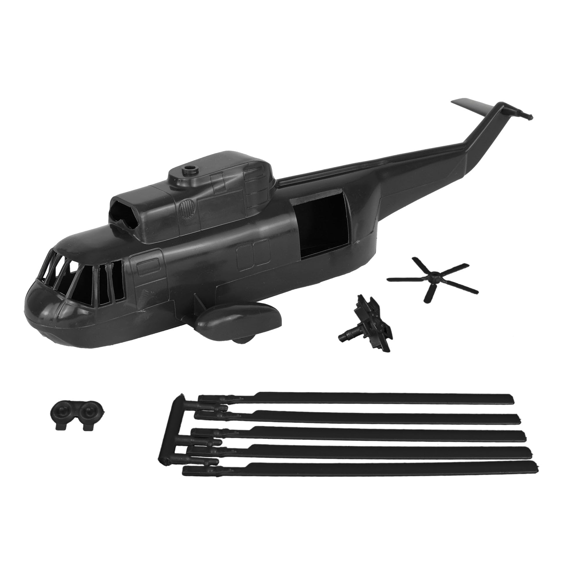 TimMee Plastic Army Men Helicopter Playset - Black 26pc Made in USA