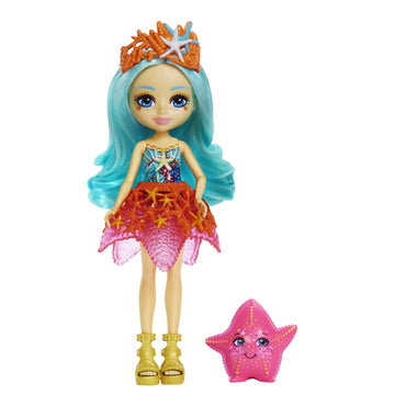 Mattel Enchantimals Staria Starfish Doll (6-in) & Beamy Animal Friend Figure from Ocean Kingdom Collection, Small Doll with Removable Skirt