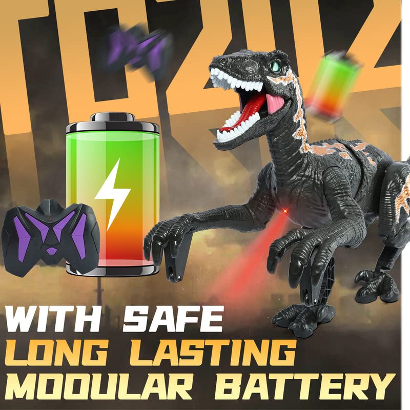 APOBATK Remote Control Dinosaur Toys for Kid - Walking Dinosaur Toys for Boys 5-7?RC Jurassic Velociraptor Toys 8-12?Robot 3-5 with Light Sounds