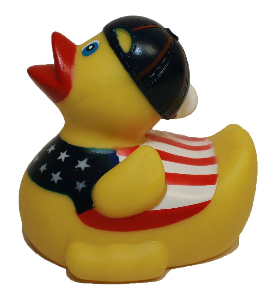 Rubber Duck Patriotic Stars & Stripes, Waddlers Brand American Patriotic Rubber Ducks That Race Upright July 4th Rubber Duck Race. Kids Bath Toy