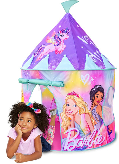 Barbie Pop Up Castle - Dreamtopia Pink Princess Play Tent for Kids | Folds Into Carrying Case - Sunny Days Entertainment