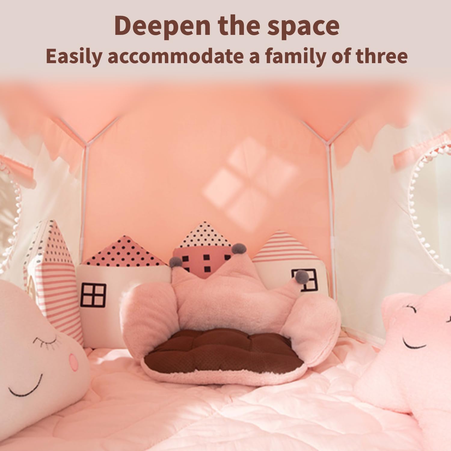 Princess Castle Tent, Large Kids Play Tent, Children's Play Tent, Indoor & Outdoor Use, with Star Lights, Breathable Gauze Curtain, Playhouse
