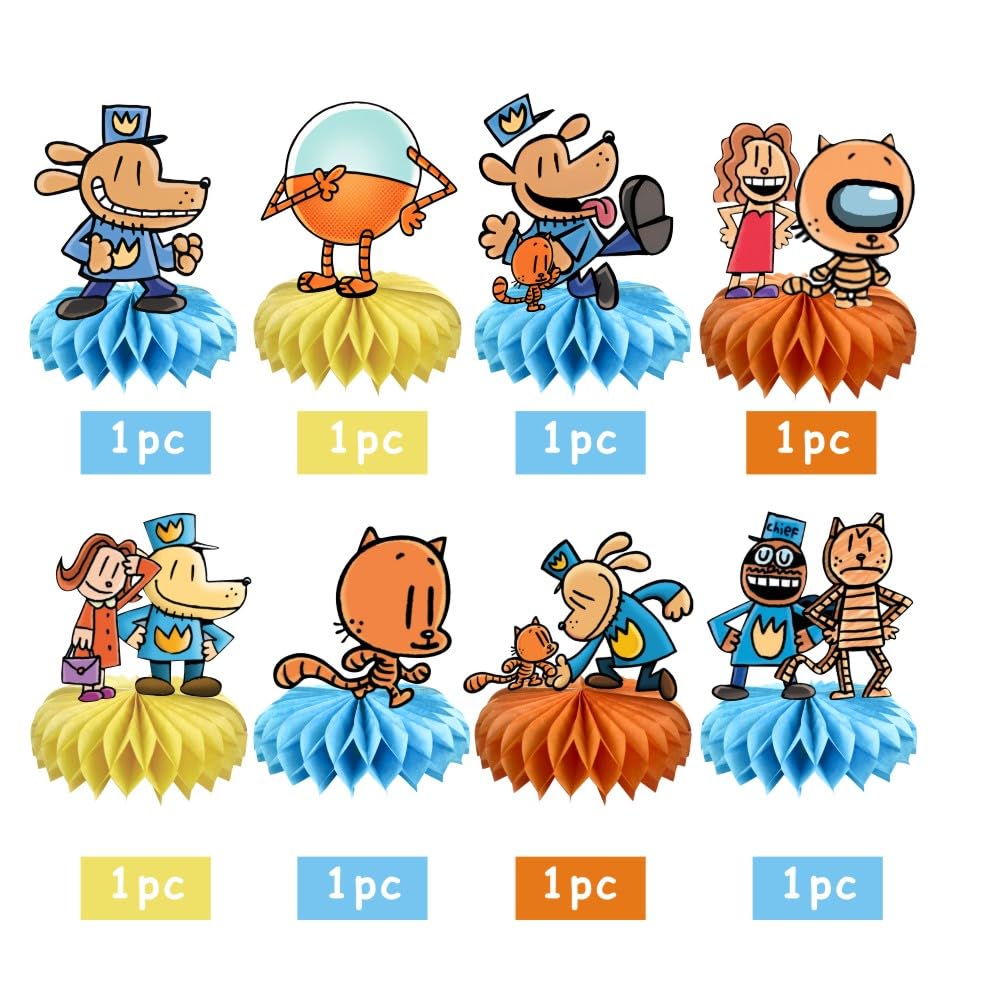 8Pcs Dog Cartoon Man Honeycomb Table Centerpiece Dog Birthday Party Supplies Table Decorations for Kids Party Decorations