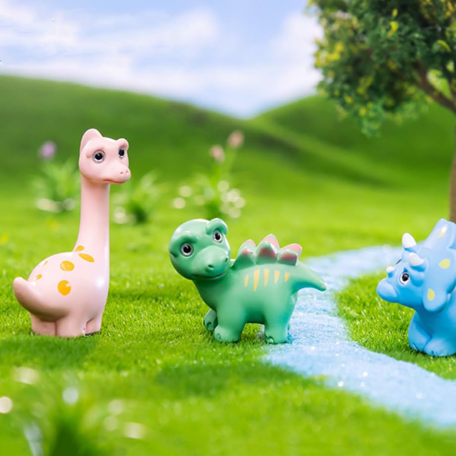5 Pcs Lovely Dinosaur Figure Animal Toys Set Cake Topper, Micro Landscape Decor Fairy Garden Miniature Dinosaur Figurines Collection Playset