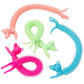 Fun Express Stretchy Rubber Dogs - 8” x 3/4” in Pink, Green, Blue & Peach - Toy Set for Kids - Ideal Party Favors & Prizes - 12 Pieces