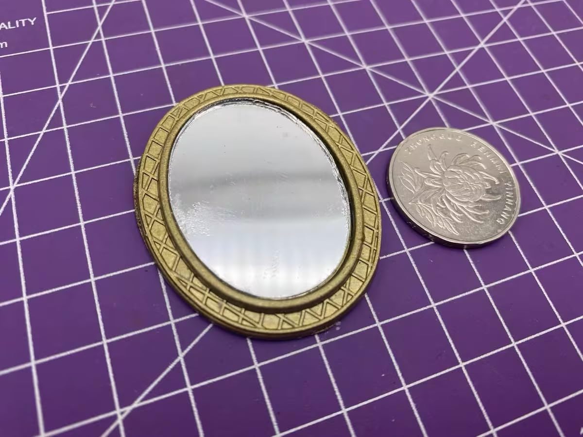 Miniature Dollhouse Mirror European Frame Mirror Dollhouse Victorian Baroque Wall Decor Miniature Bedroom Mini Furniture Accessory for 1/12 Dollhouse