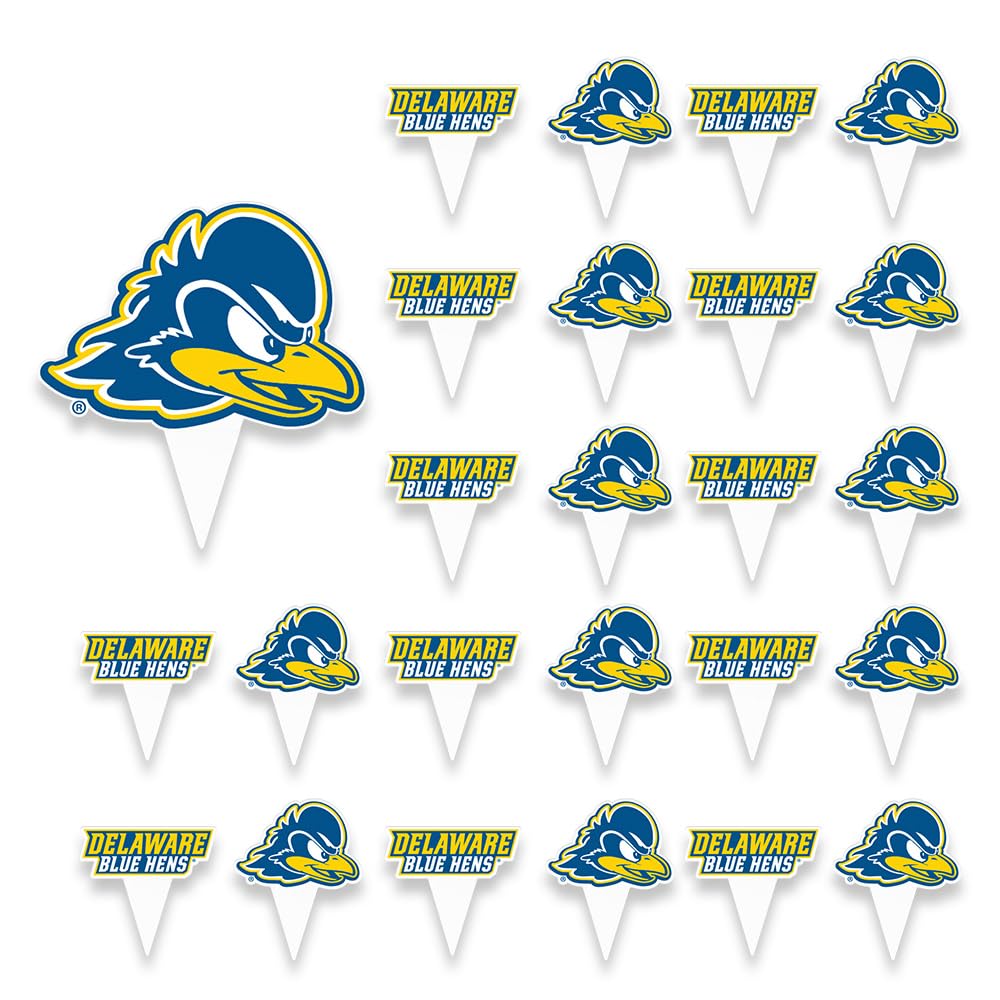Desert Cactus University of Delaware UD Fightin Blue Hens Food Picks, Cupcake and Cake Toppers, Cake Pop Sticks - 25 Pcs Party Supplies