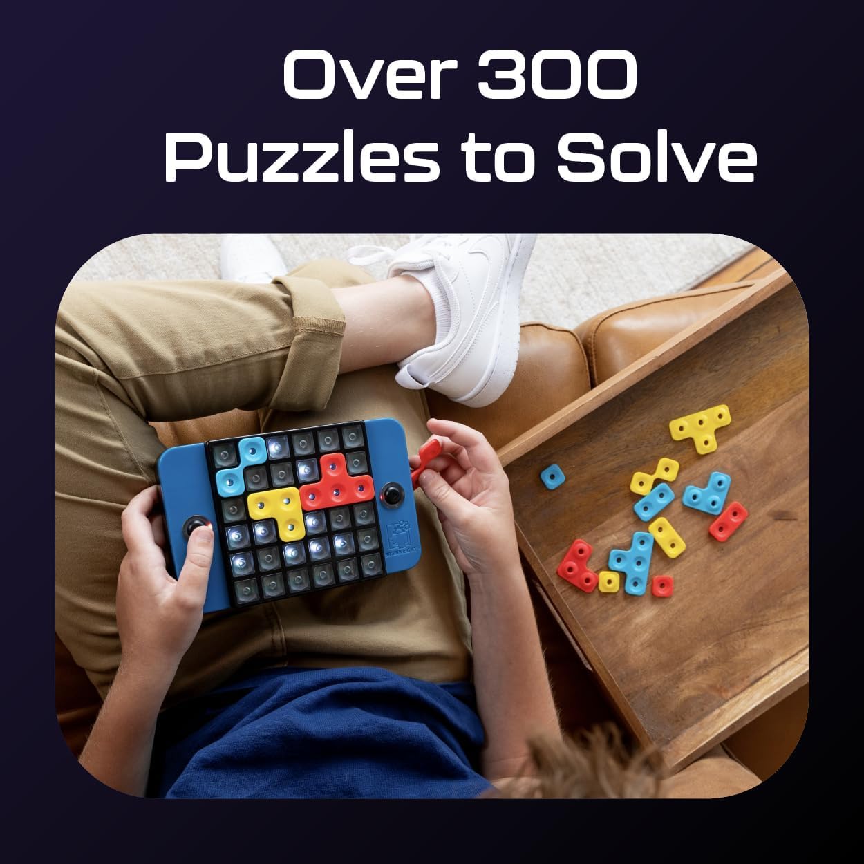 Brainwright - Puzzle Bright - Interactive Light-Up Brain Teaser with 300+ Challenges, Ages 8+, 1+ Players