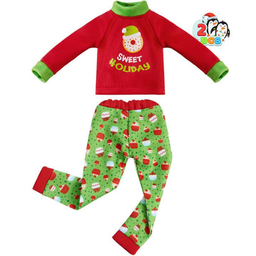JOYIN 2 PCS Christmas Santa Ugly Sweaters for Doll, Cupcakes and Donuts Themed Naughty Christmas Doll Clothes Accessories for Holiday Room Party