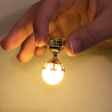 1:12 Doll House Accessories Miniature Globe Light Ceiling LED Lamp Living Room; High 2.8cm, Wide 2cm