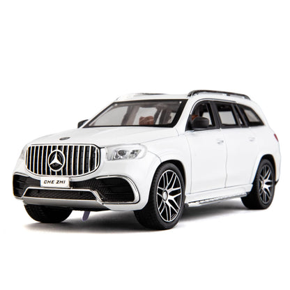 WAKAKAC 1/24 GLS63 AMG Model Car,Zinc Alloy Diecast Toy Car Pull Back with Light and Sound Toy Vehicle Door Can Be Opened (White)