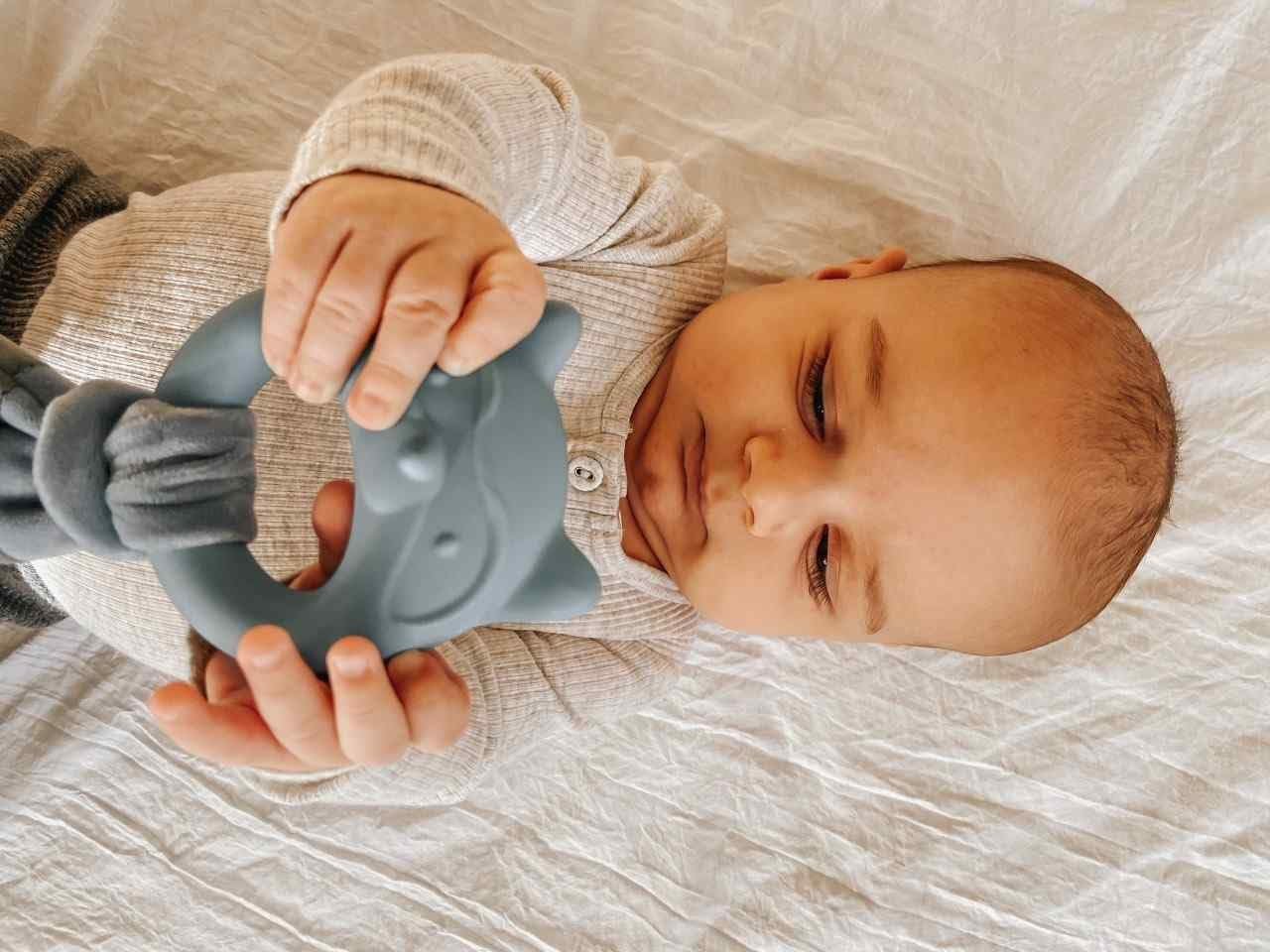 Mary Meyer Teething Toys Leika Silicone Baby Teether for Babies 0-12 Months, 9-Inches, Little Raccoon