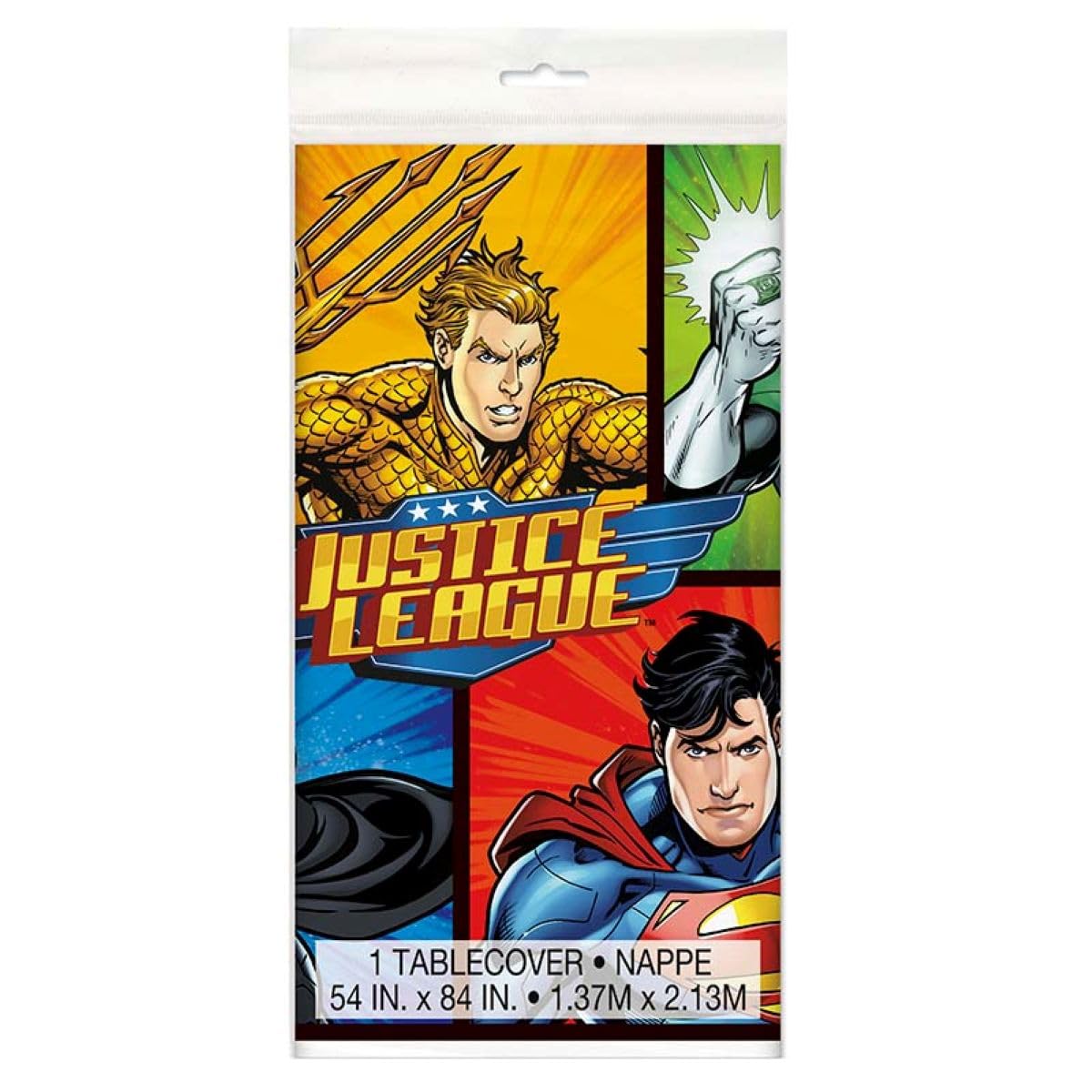 Unique Justice League Rectangular Plastic Table Cover - 54" x 84", 1 Pc, Multi Color