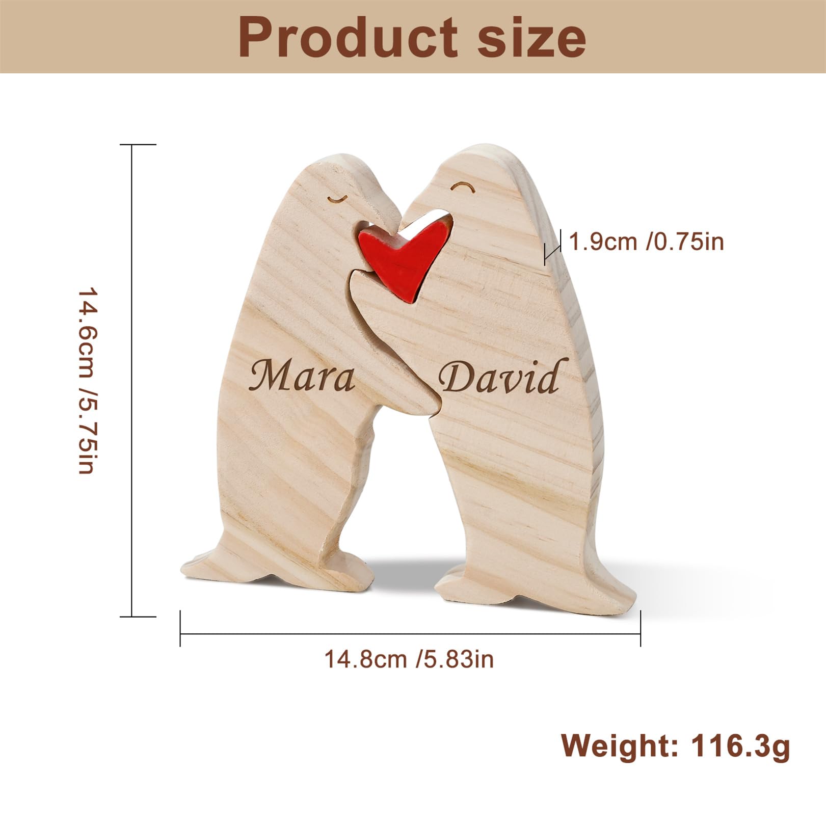 LucySky Personalized Wooden Penguin Puzzle with 2-6 Family Name, Custom Family Name Puzzle, Customized Wooden Puzzle Gifts for Christmas Birthday